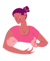 Illustration d'une femme tenant tendrement un bébé dans ses bras