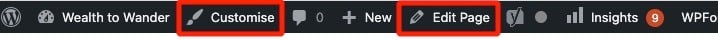 Edit and customise on wordpress dashboard