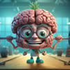 image humour cerveau heureux s'entrainant avec haltère symbolisant l'entraînement par neurofeedback 