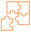 Icon of a jigsaw with four pieces coming together
