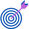 a blue and purple target arrow pointing to a target