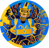 Tailored Logo Design - a football player with a helmet on a blue and yellow background