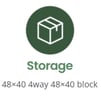 Represented by a box icon, offering 48×40 pallets in 4-way and block configurations 