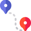 Map with red and blue location pins representing influencer reach, audience targeting, and regional