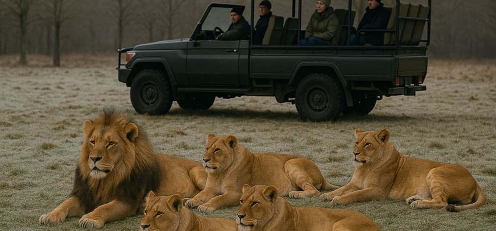 lions lazily lying on the grass