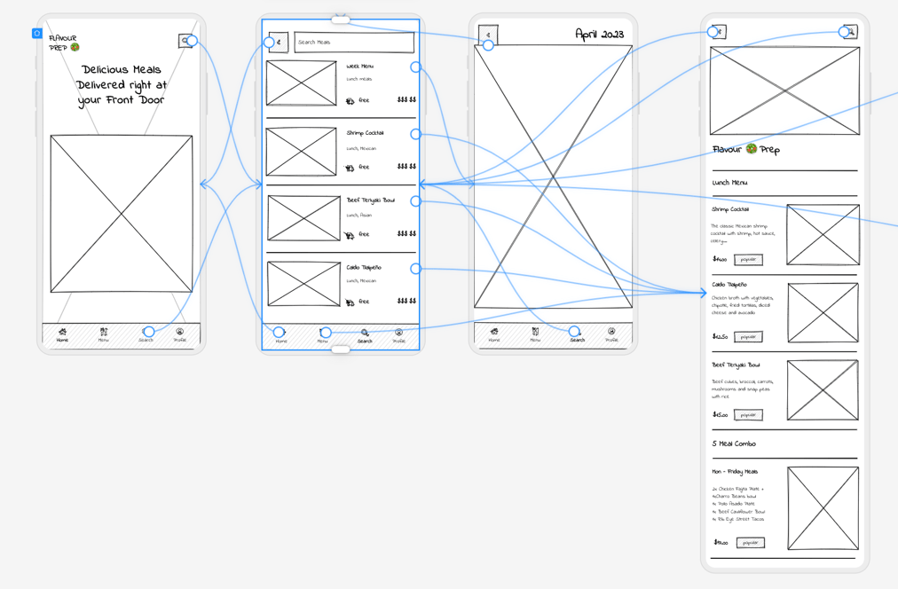 Mobile app wireframes