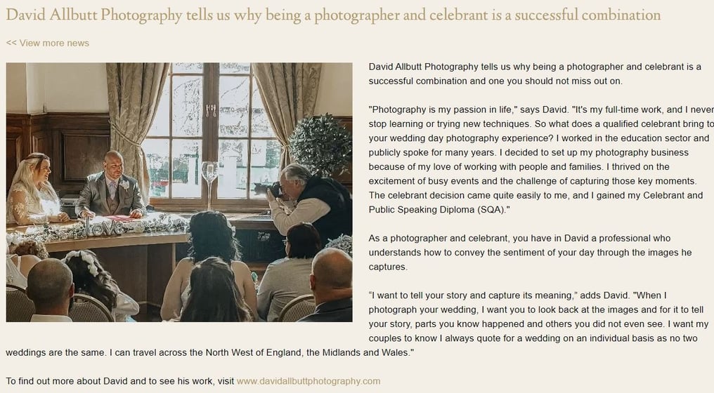 David Allbutt Ceremonies Wedding Celebrant