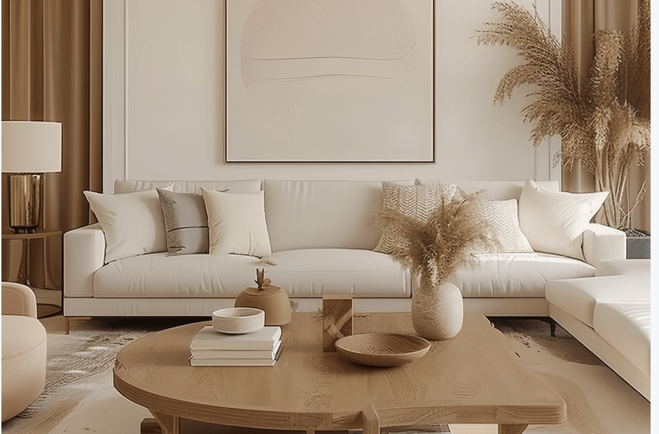 neutral living room, light colored furniture, neutral decor, modern decor, minimalistic decor