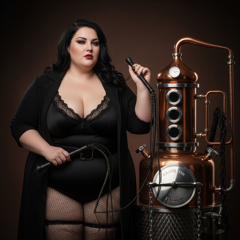 Miranda with her Gin Still, in Hamilton