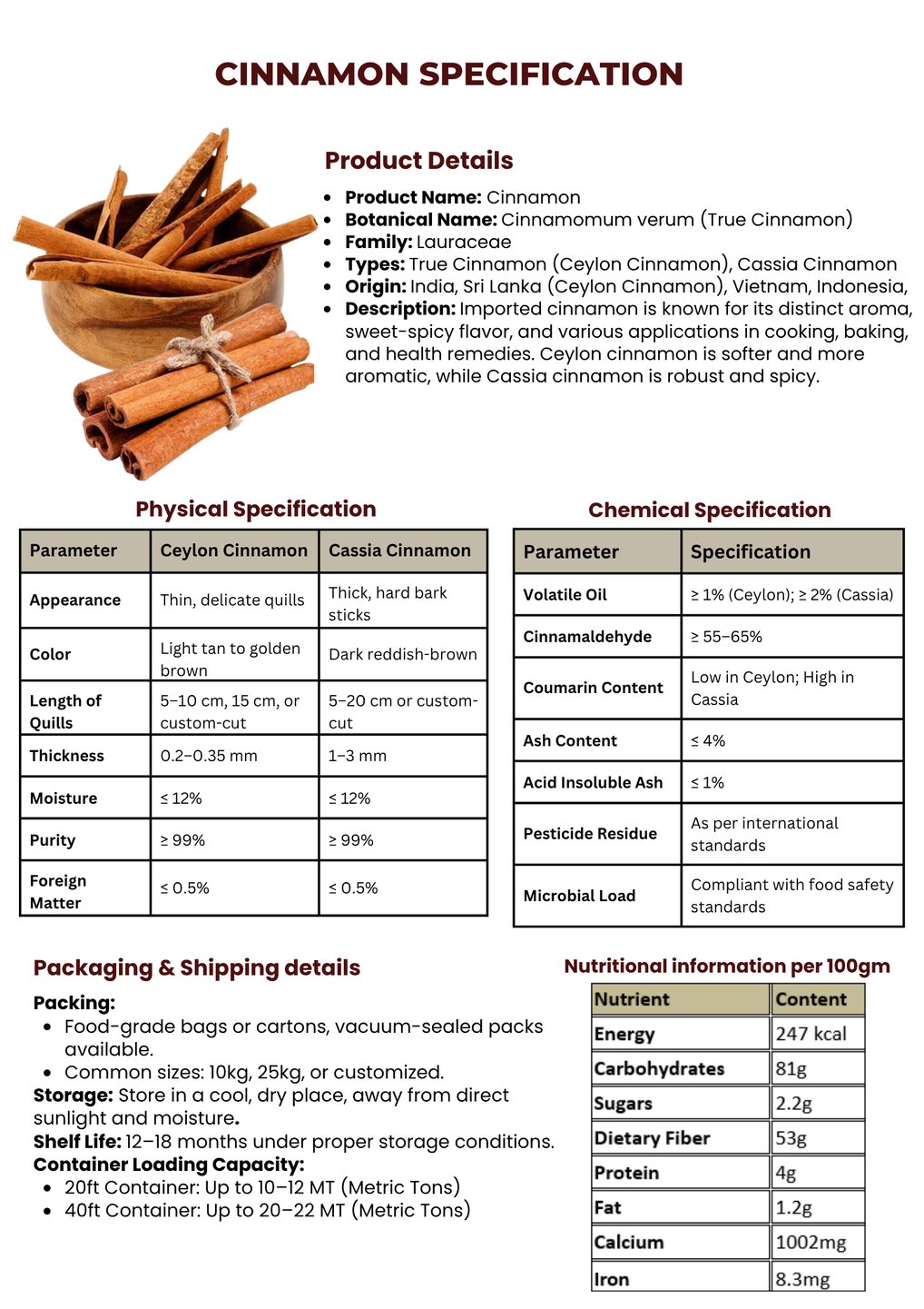 Cinnamon export