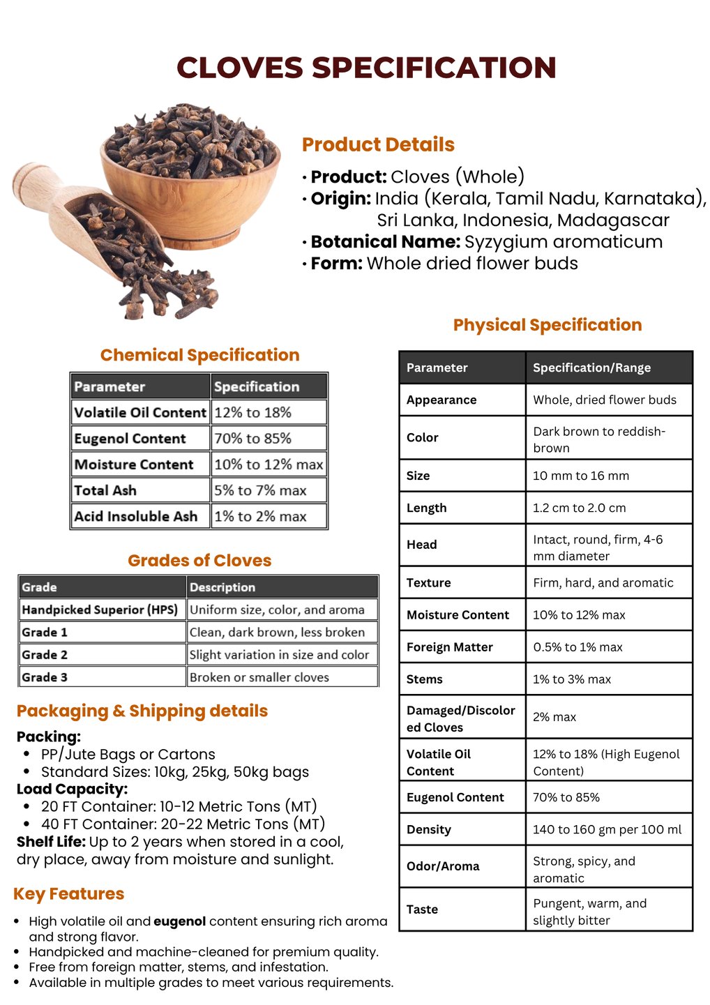 Cloves export