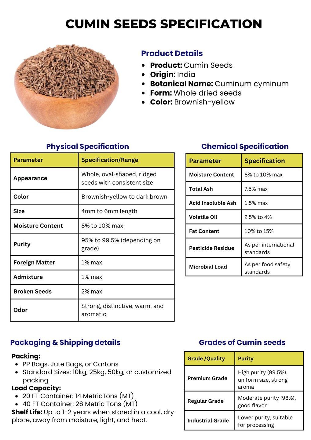 Cumin exporter