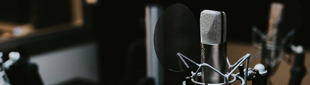 a microphone and a microphone in a recording studio