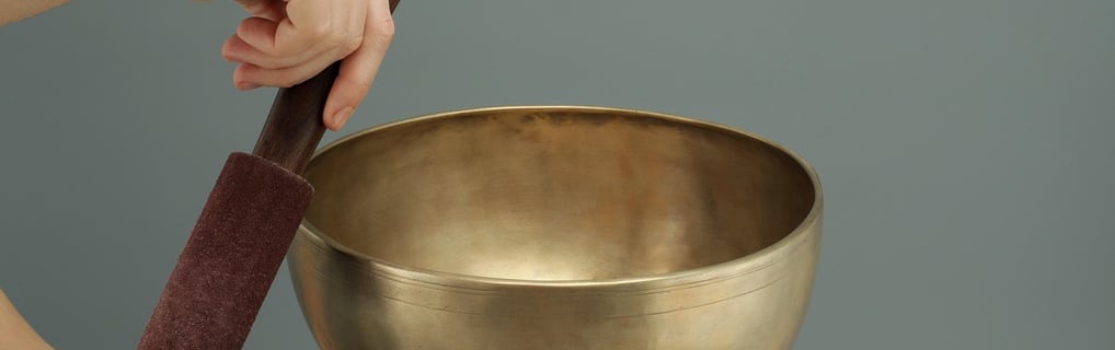 Sound bowl setup for vibrational frequency healing