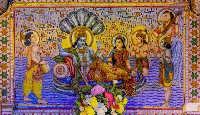 Vishnu sleeping on sheshnag