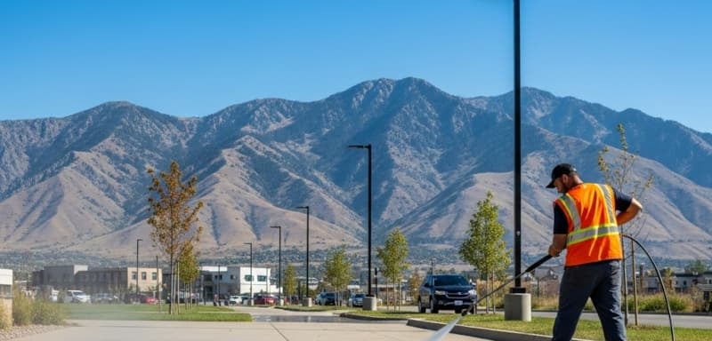 Before and after pressure washing sidwalk in Salt Lake City, UT by PEAKWASH