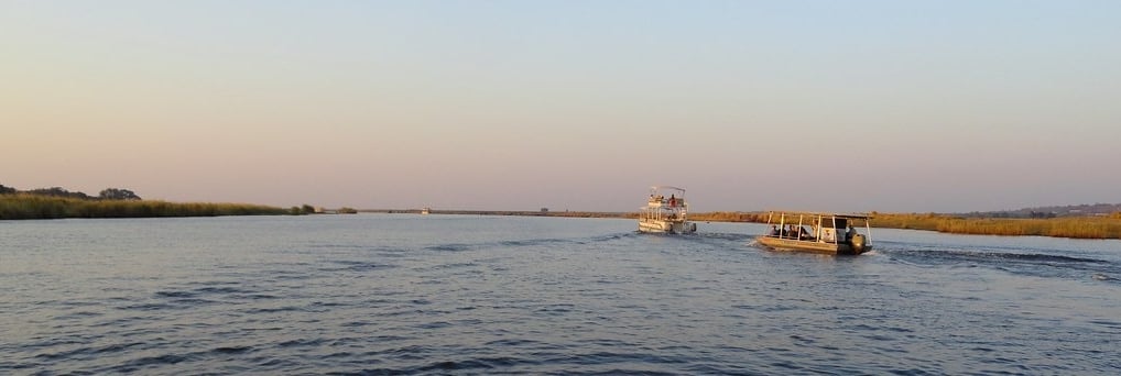 Boats on the Chobe River National Park Botswana
