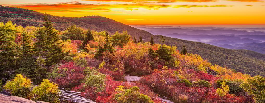 Autumn dawn on the Blue Ridge Parkway, Grandfather Mountain North Carolina