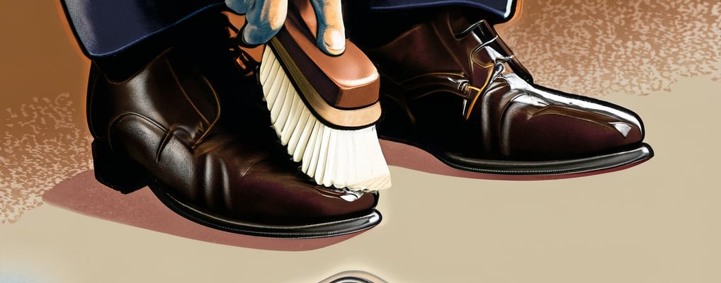 a man cleaning his shoes with a brush