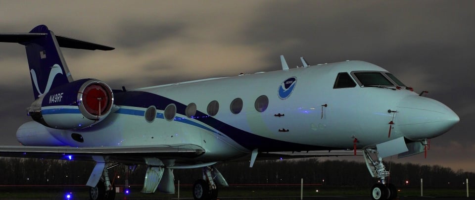 NOAA weather recon plane sitting on the ground. Gulfstream IV N49RF Gonzo
