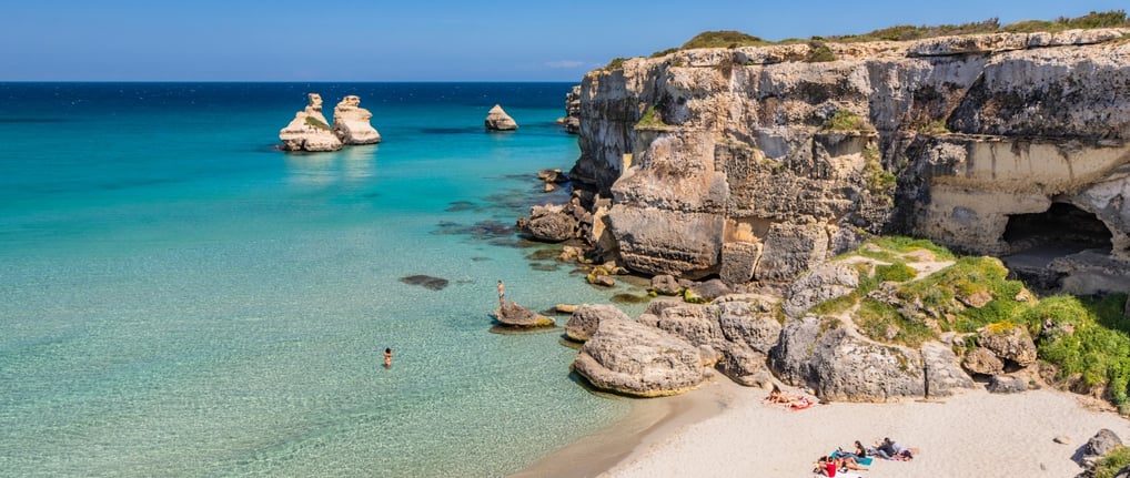 "Torre dell’Orso Beach, Puglia – A stunning coastal destination with fine sand, crystal-clear waters