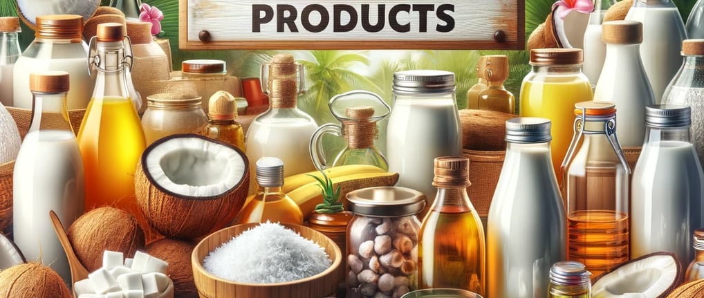 a variety of different types of coconut oil products