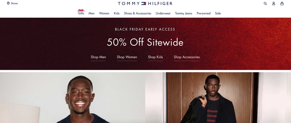 Home Page for Tommy Hilfiger Clothing Website