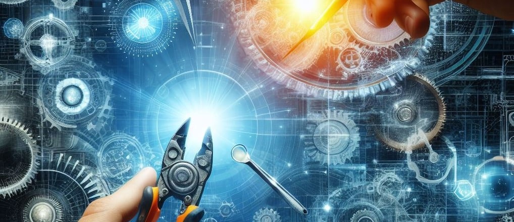 a person holding a pencil and a pair of scissors