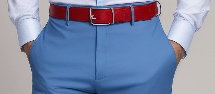 Red belt with navy outfit