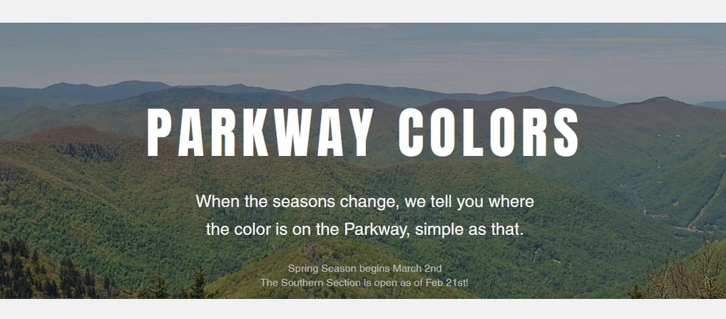 Parkway Colors website main page screenshot. For link image on WeatherSources Spring page.