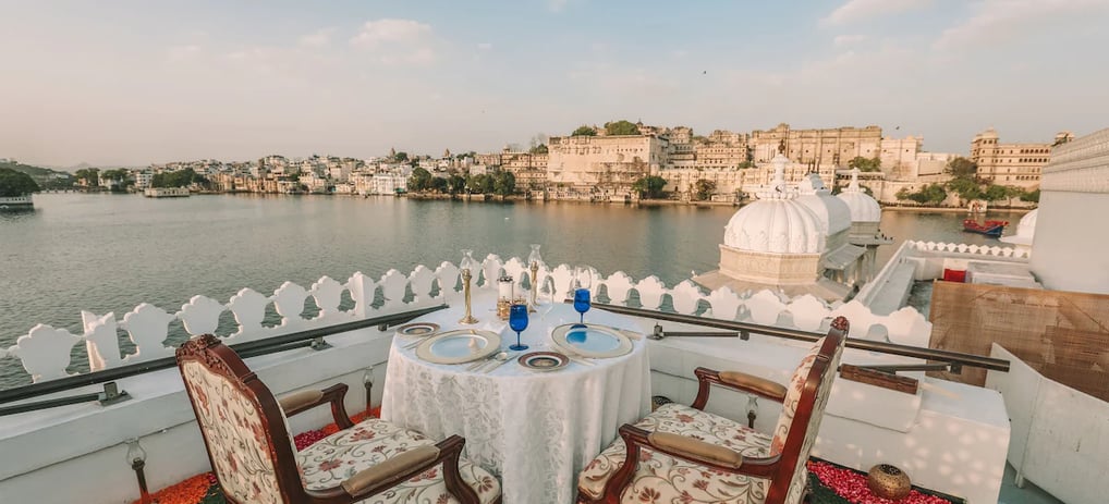 lunch on lake pichhola in Taj Lake Palace Hotel Udaipur
