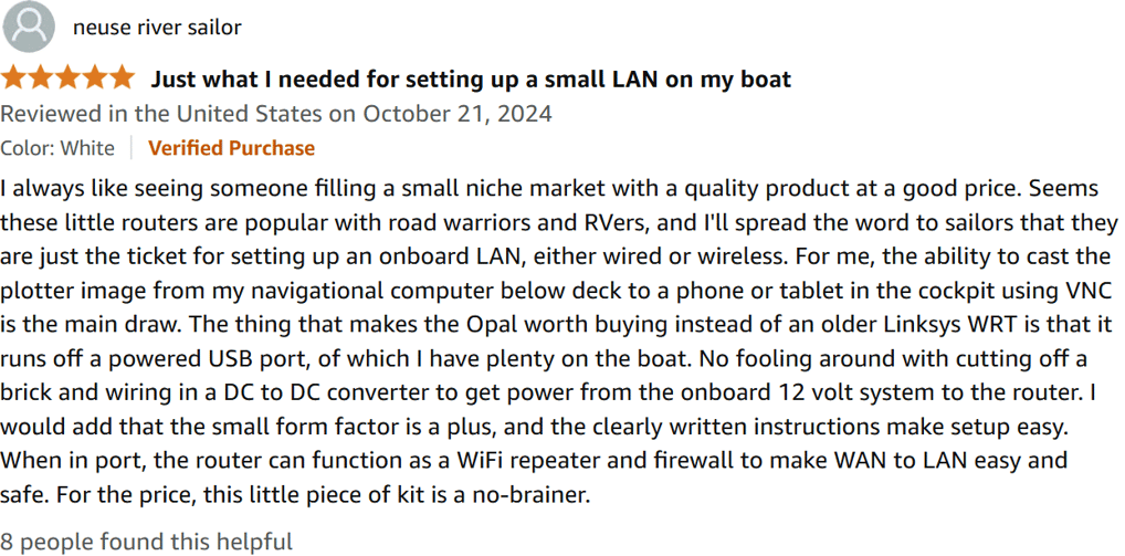 5 star positive review of gl .inet opal portable wifi cheap price and ease of setup