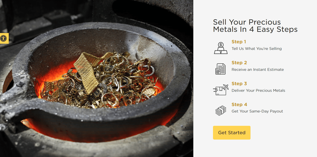 Image of UX copywriting sample from Glen Cadorette: Manhattan Gold & Silver sales process.