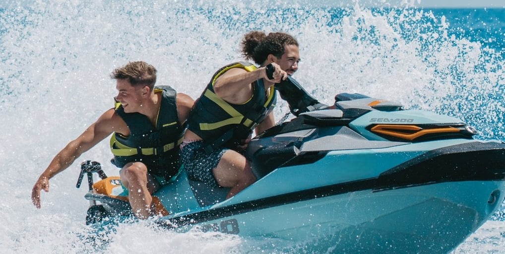 Jet ski adventure in Alcudia Bay with smiling customers