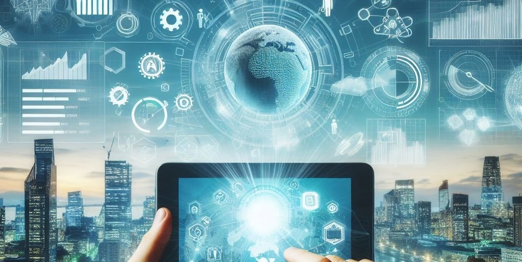 a person holding a tablet with a tablet on top of it