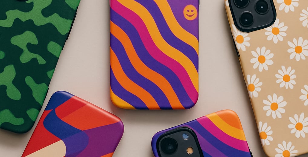BackBuzz mobile cover on phone held in hand with bright background – lifestyle view
