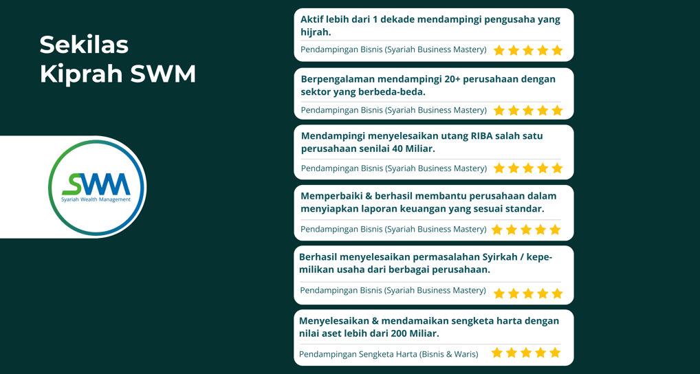 Konsultan dalam pengelolaan bisnis & harta yang dibina langsung oleh Dr. Erwandi Tarmizi