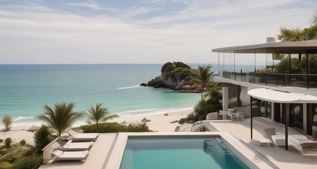 A luxury villa with a stunning pool facing a beautiful white sand beach and azure ocean in Barbados