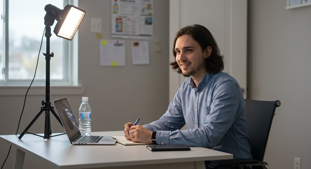 professional preparing for virtual interview