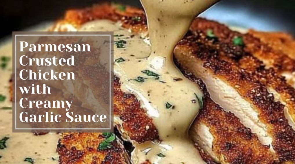 Enjoy Parmesan Crusted Chicken with Creamy Garlic Sauce