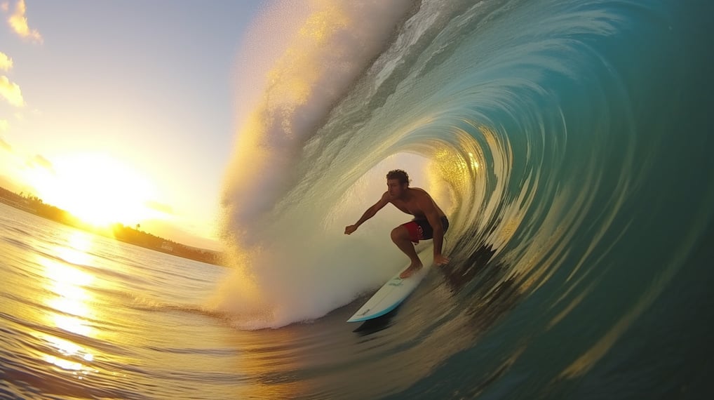 Extreme surfing in the beaches of Hawaii