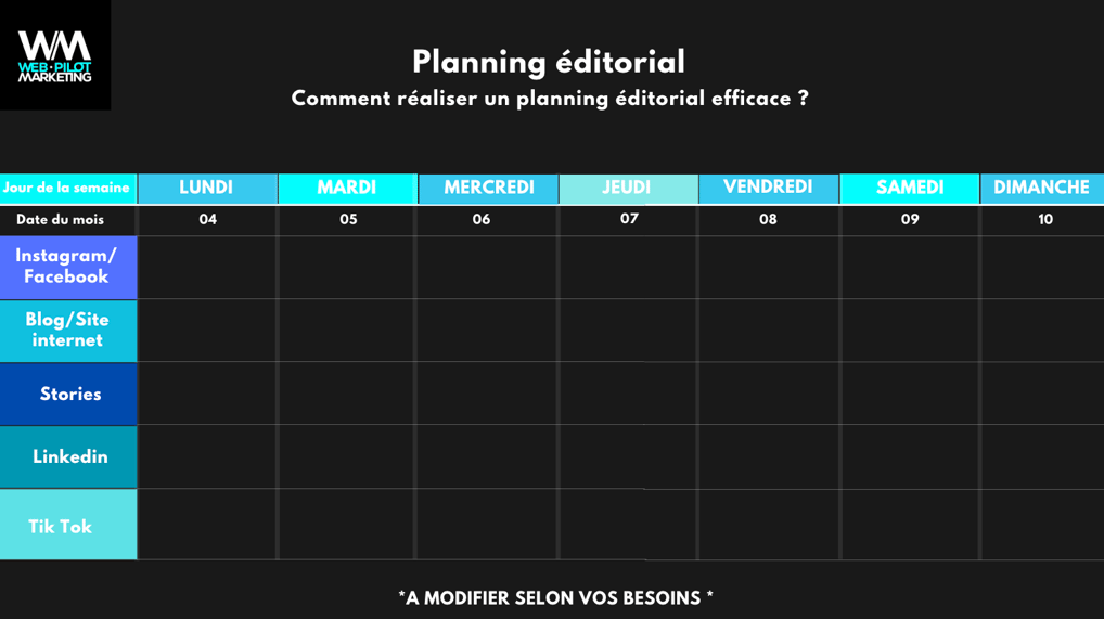 planning éditorial