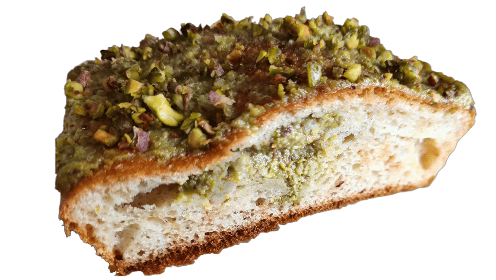 a piece of pistachio cake