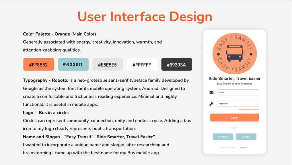 UI Design Easy Transit app