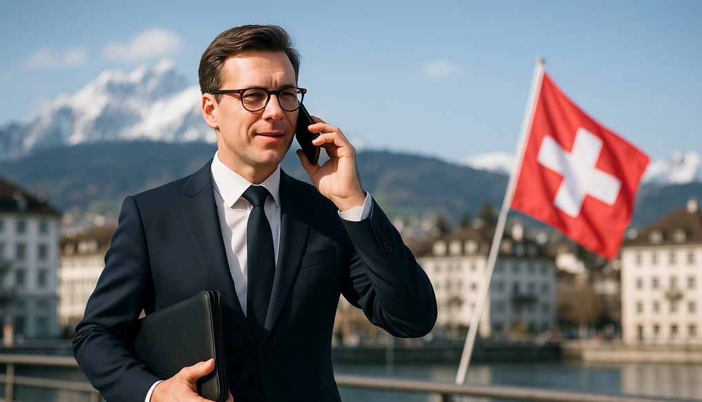a man in a suit and tie is talking on the phone