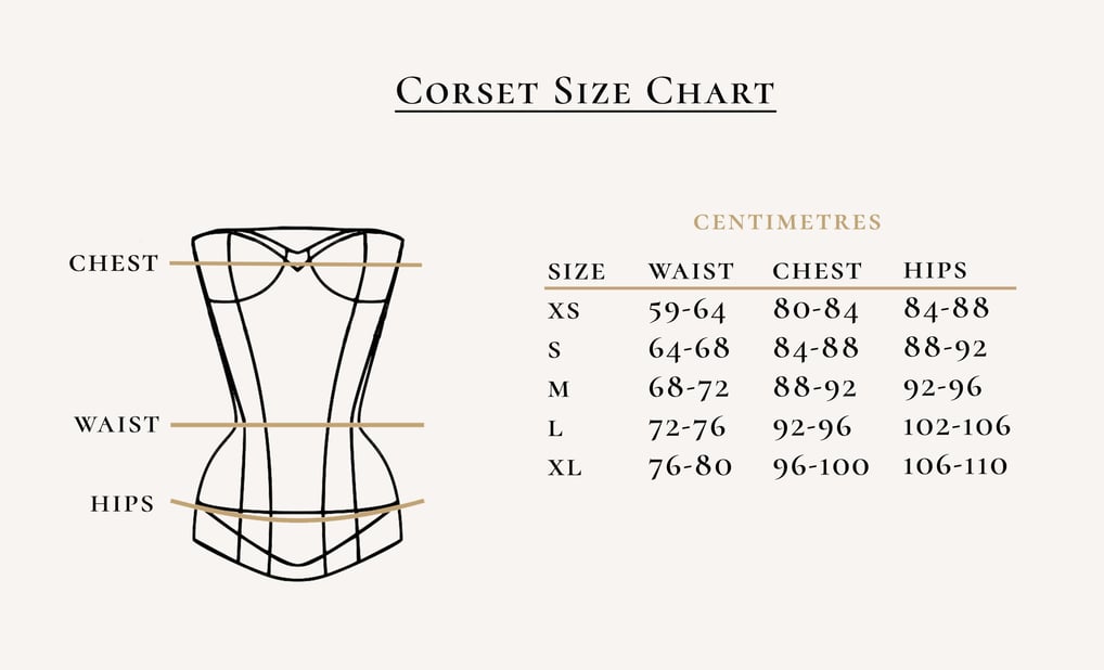 Size Chart | Demiano Corsets Store | Top Corset | Canada, US | Demiano