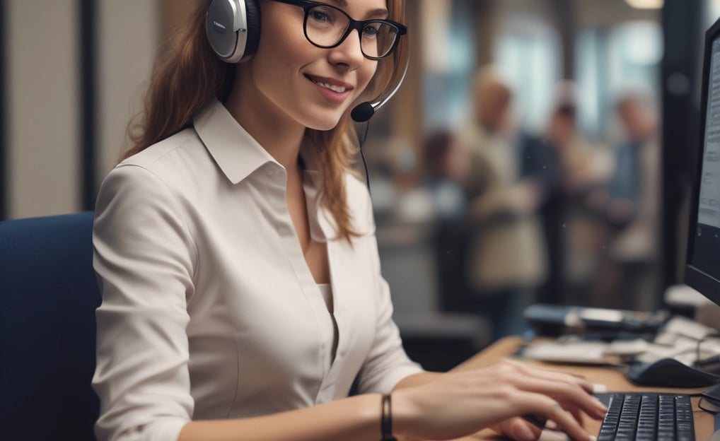 a woman in a headset with a headset and a headset