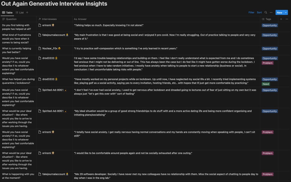 Generative Interview Insights in notion