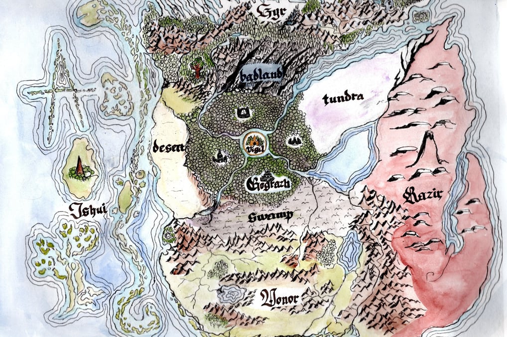 world map of the fantasy world of Tokavah