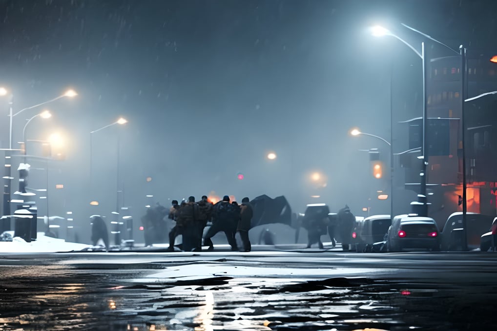 Fight in dark street
